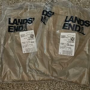 2 Pairs Of Lands' End Kids Tan Shorts White B embroidered